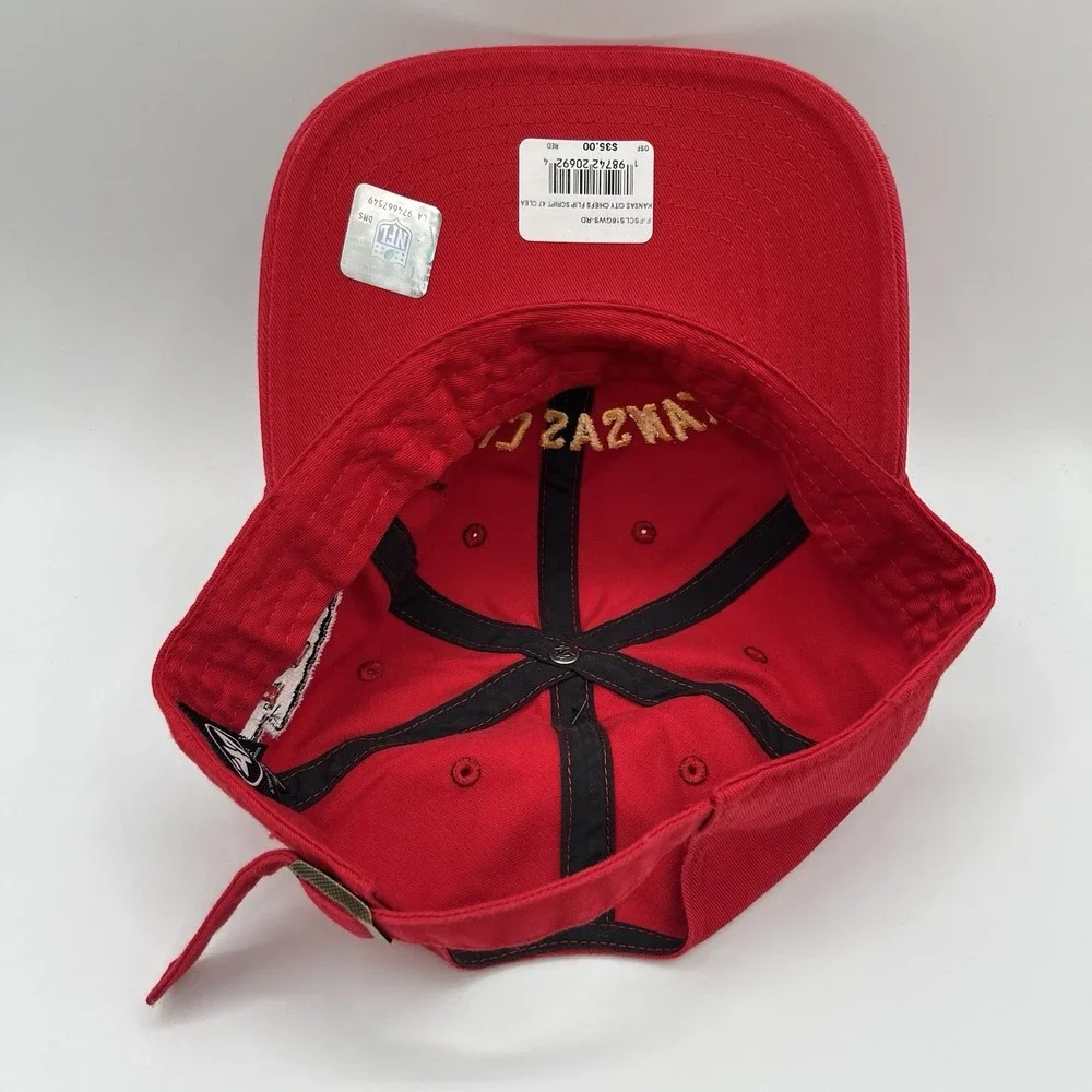 Kansas City Chiefs 47 Brand Hat Reversed Script‎ Clean Up Strap Back Dad NEW